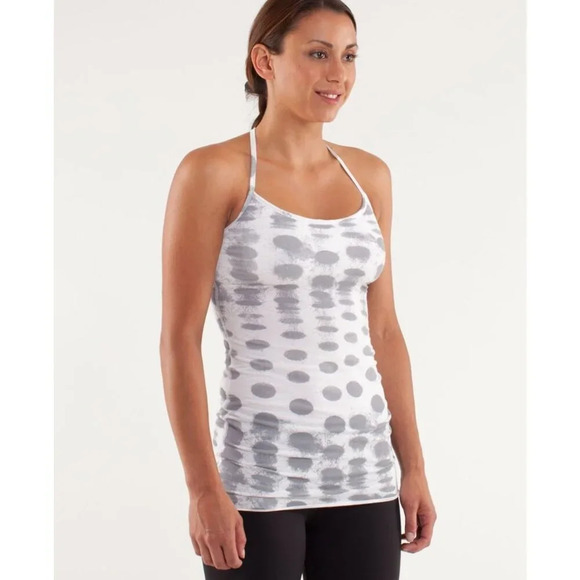 Lululemon Womens Diversity Tank Size 10 Seaside Dot White Long Length Racerback - Picture 1 of 8